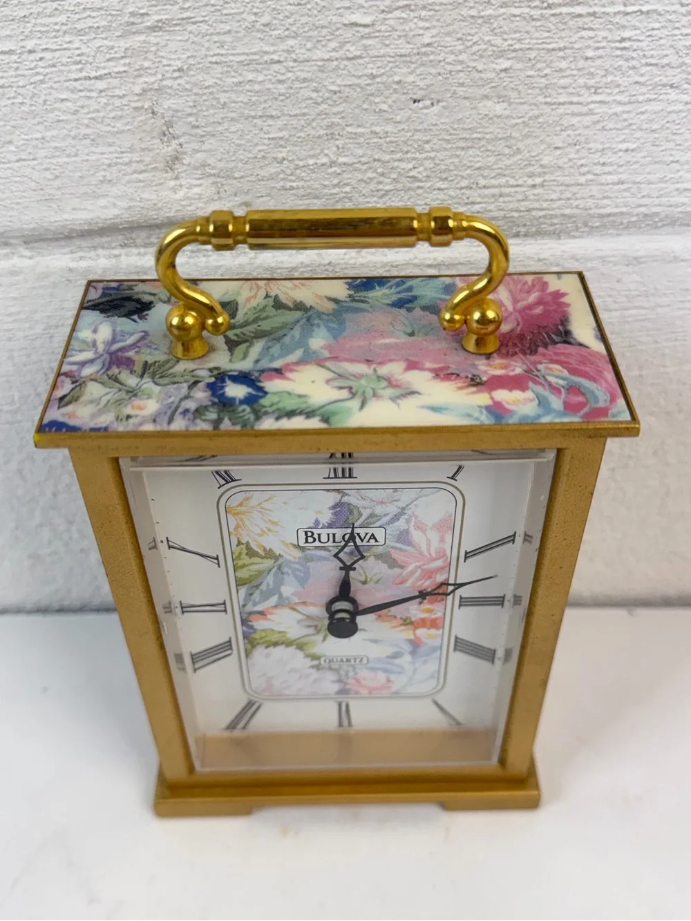 Bulova B1347 Quartz Movement Floral Mantel Clock